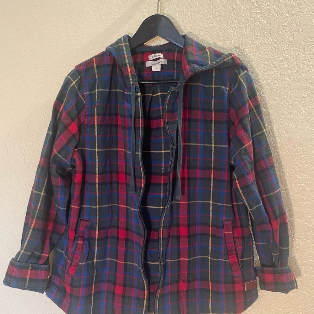 L.L. Bean Plaid Zip Up Flannel Jacket